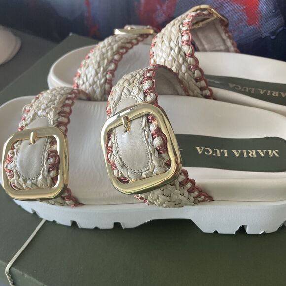 MARIA LUCA STRAP Buckle Iris LEATHER Platform SANDALS Beige EU 38  7.5 US - Picture 9 of 15